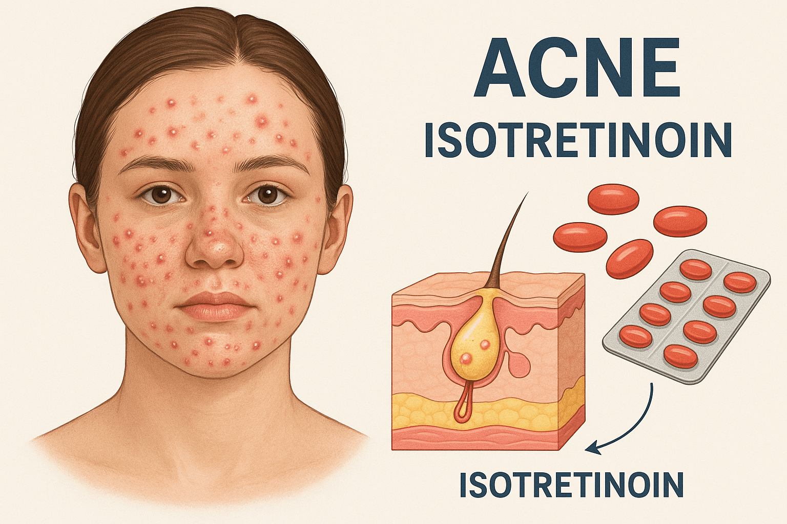 Acne and Isotretinoin Illustration